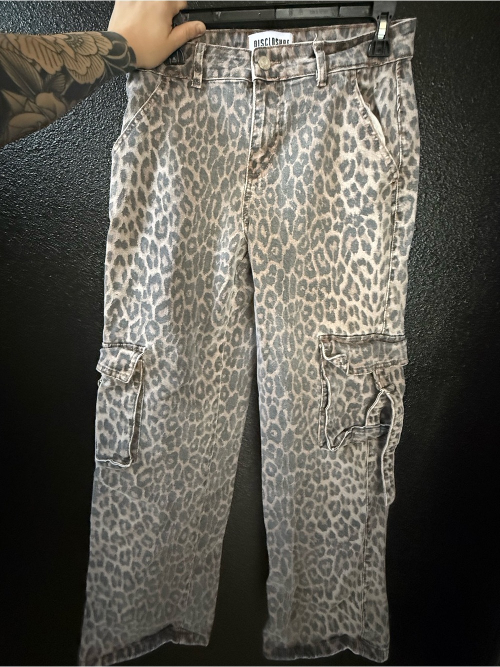 Leopard Print Cargo Pants - Neutral Tones